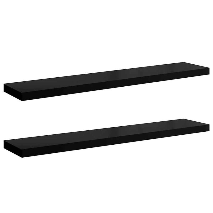 vidaXL Schweberegale 2er-Set in Schwarz Hochglanz, B/T/H: 120 x 23,5 x 3,8 cm - Bild 2
