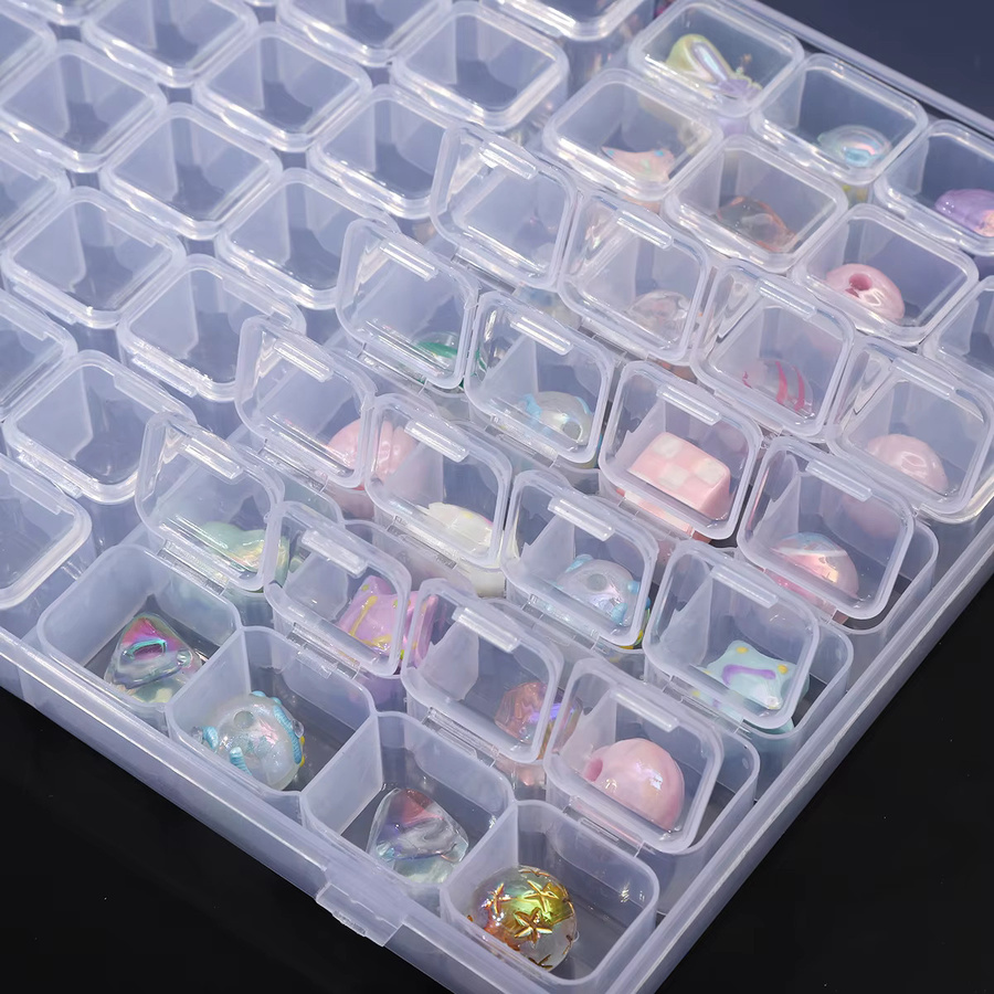 Beadia Schmuckschatulle transparent mit Deckel und mehreren Fächern für Ohrringe, Halsketten und Ringe - Bild 4