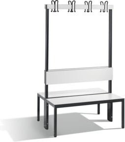 C+P Garderobenbank Basic Plus doppelseitig mit Rückenlehne, Gestell Schwarzgrau und Dekor Weiß, H: 165 cm, B: 100 cm, T: 76 cm - Bild 1
