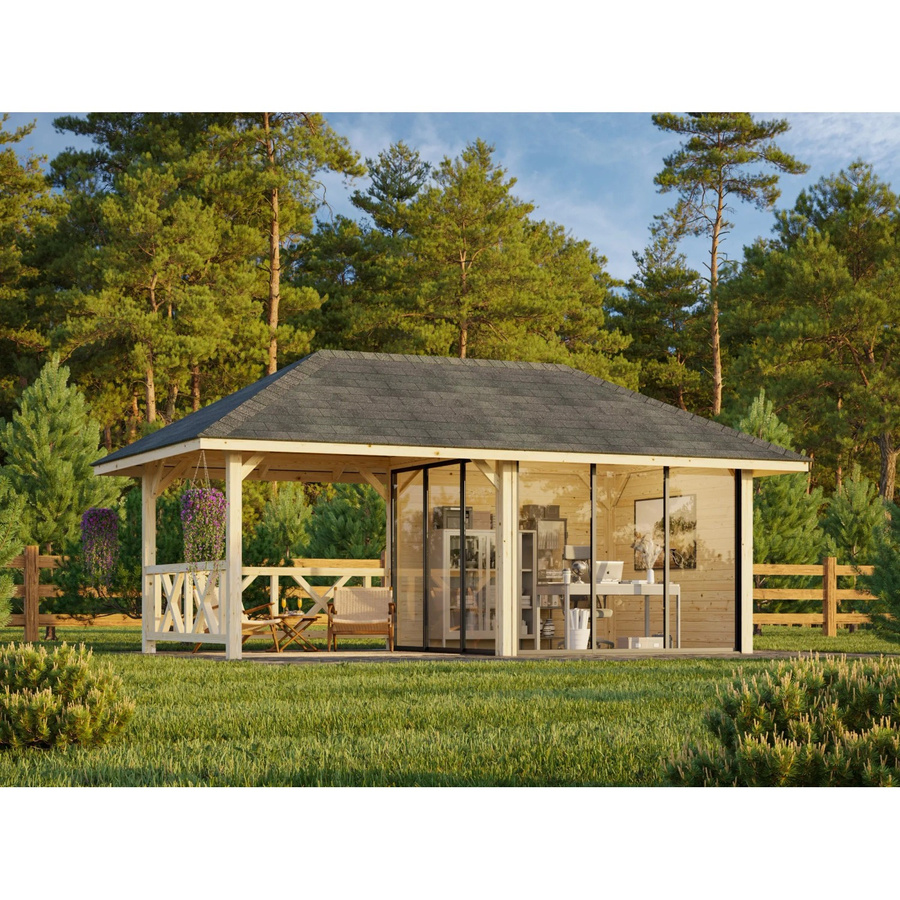 Palmako Pavillon Bianca Set 503 Slide Plus, weiß lackiert, B/T/H: 588 x 300 cm - Bild 2