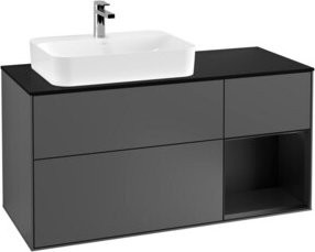 V&B Finion Waschtischunterschrank mit LED-Wandbeleuchtung, Anthrazit lackiert, Breite: 120 cm - Bild 1