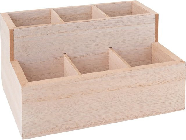 VBS Utensilienbox aus Holz mit 6 Fächern in Beige, B/T/H: 14,0 x 10,0 x 6,0 cm - Bild 1