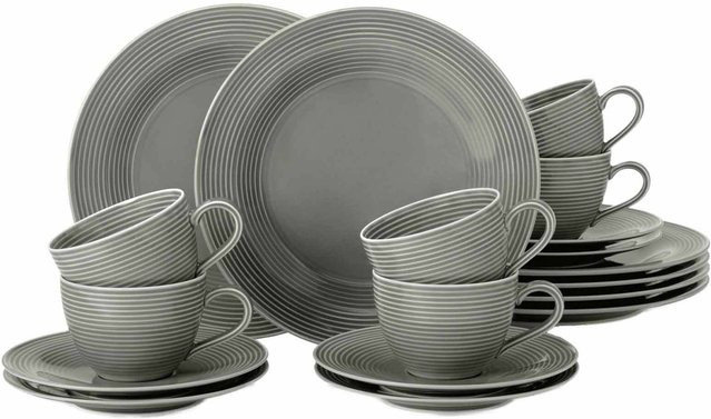 Seltmann Weiden Kaffeeservice Beat Color Glaze aus Porzellan, 18-teilig, Perlgrau - Bild 1