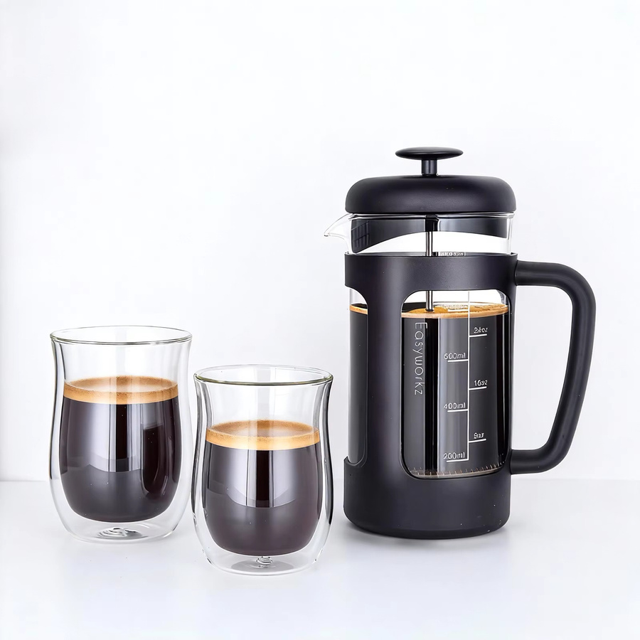 Easyworkz Doppelwandiges Glas-Kaffeetassen Set aus Borosilikatglas, 2 Stück, Transparent, 250 ml - Bild 2