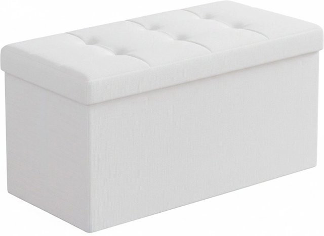 Relaxdays Sitzbank aus Stoff mit Stauraum in Weiß, B/T/H: 76 x 38 x 38 cm - Bild 1
