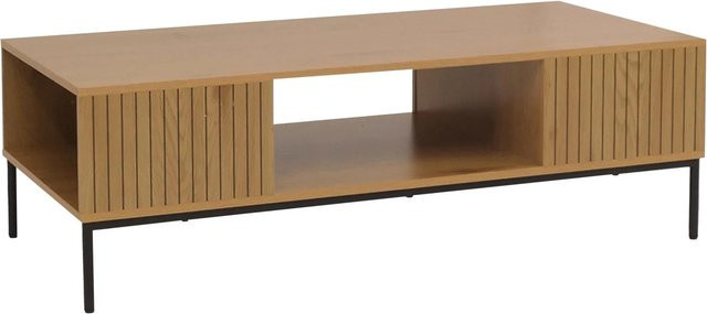 MCW TV-Rack O39 Lowboard in Eucalyptus mit Lamellen-Design, Farbe: Braun, B/T/H: 120 x 60 x 39 cm - Bild 2