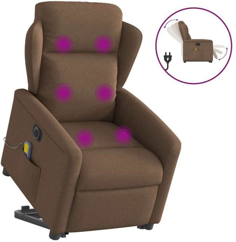 Elektrischer Massagesessel mit Aufstehhilfe von vidaxl in Braun aus Stoff - Bild 1