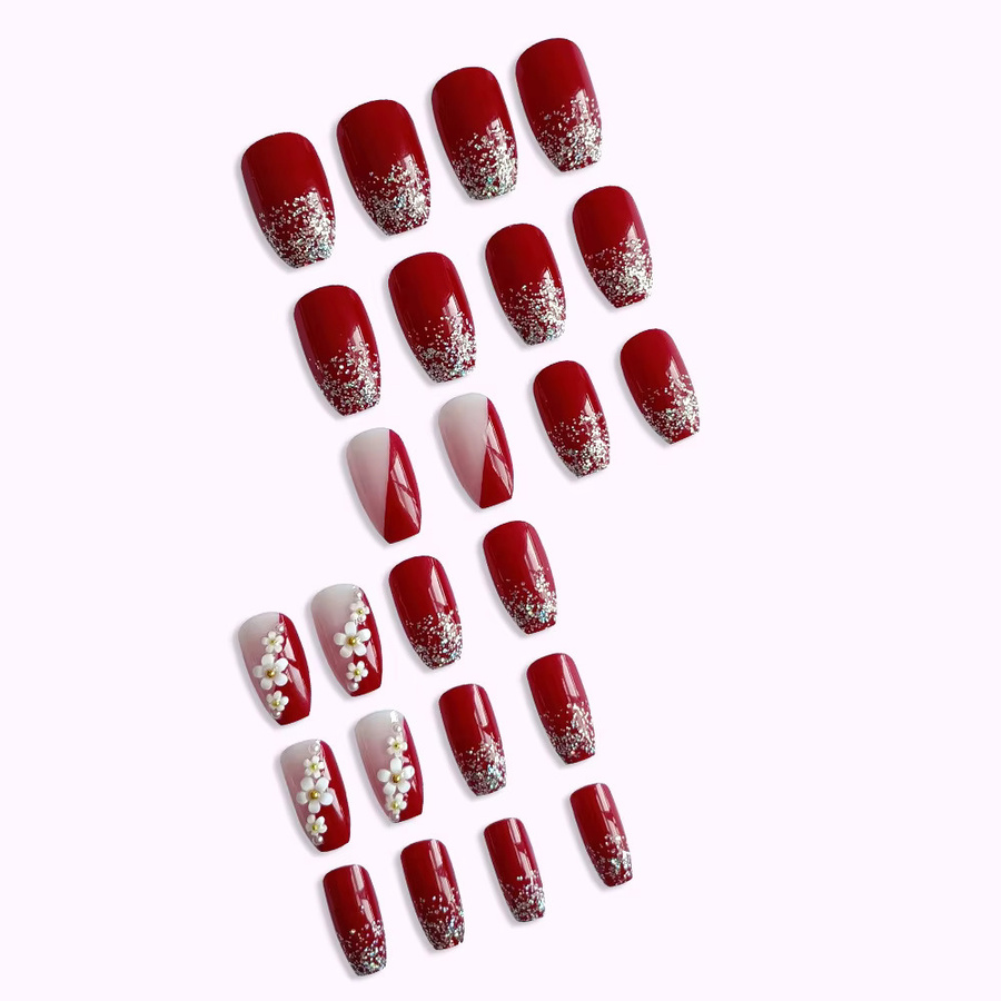 YADORNOS Kunstnägel, rot, glänzend, 24 Stück - Bild 2