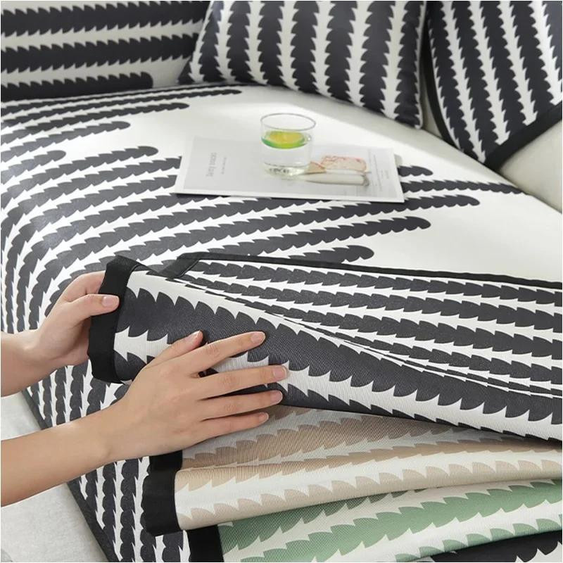 Rutschfester Sommer Sofabezug aus Seiden-Polyester in Schwarz, Breite: 70 cm, Breite: 70 cm - Bild 2