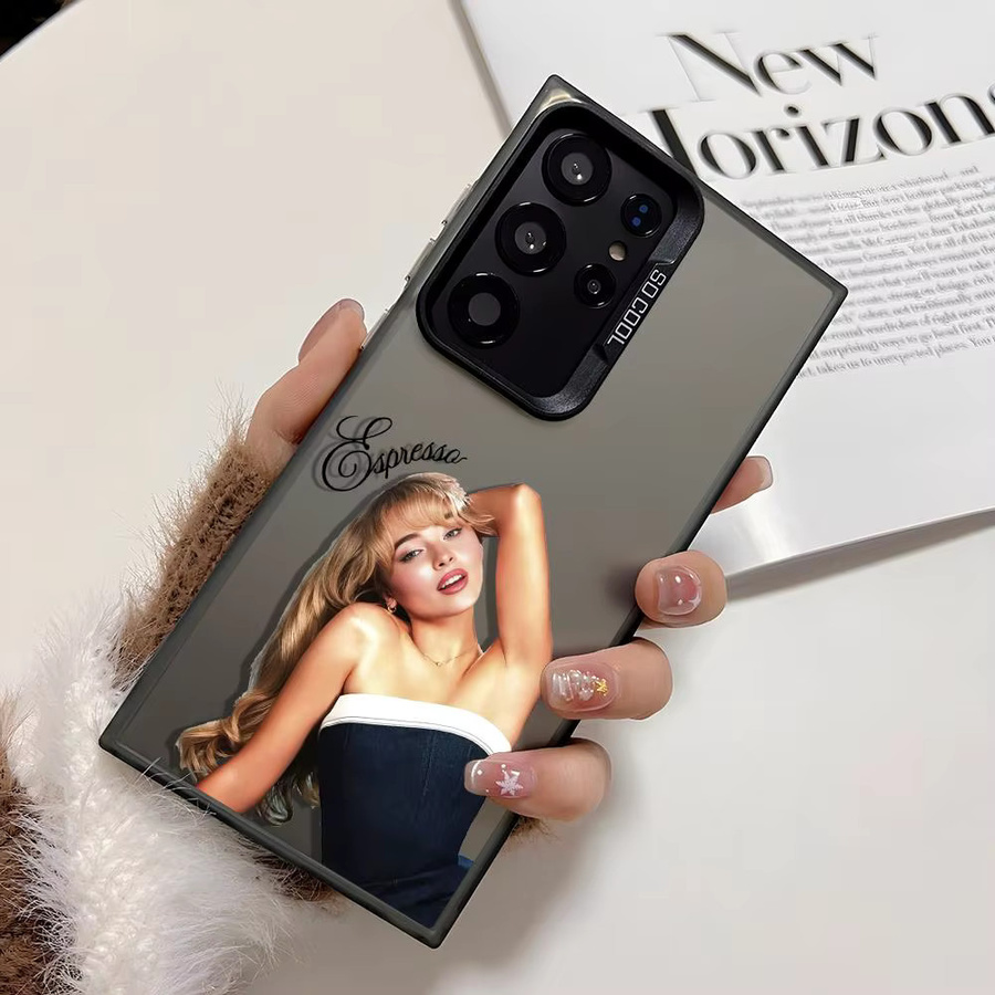 Silberne Sabrina Carpenter Portrait Handyhülle aus Silikon für Samsung Galaxy S25 Edge S24 S23 S22 S21 S20 Ultra - Bild 2