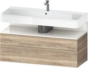 Duravit Waschtischunterschrank Qatego Wandmontiert mit Schubladen, Weiß/Braun, B/T/H: 119 x 47 x 59 cm - Bild 1