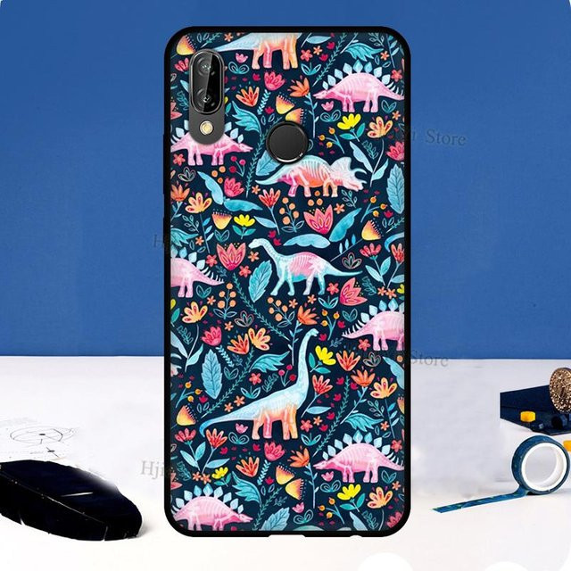 Süße Dino-Dinosaurier Handyhülle für Huawei P40 Lite P30 Pro Mate 20 und Honor 50 8X 9X 10i in Multicolour - Bild 1