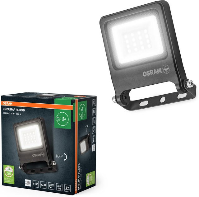 Osram Endura Flood PC LED-Fluter 10W, 1000 Lumen, 4000K Kaltweiß, IP65 wetterfest, Dunkelgrau - Bild 1