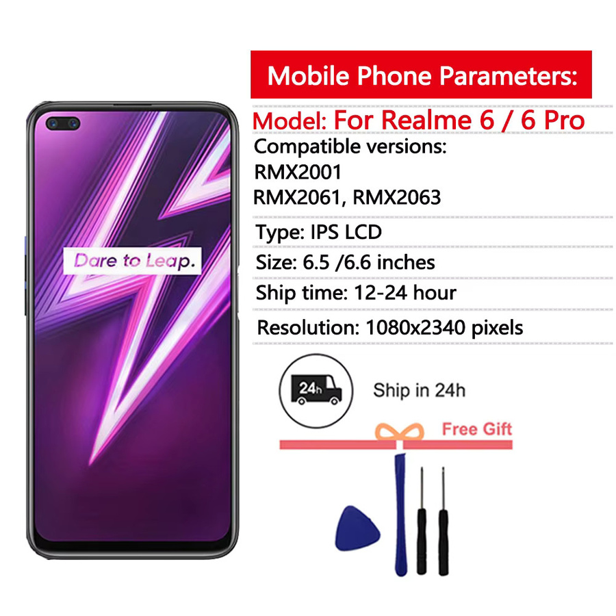 LCD-Display Touchscreen-Digitizer-Baugruppe für Oppo Realme 6 Pro RMX2061 und Realme 6 RMX2001 in Schwarz - Bild 2