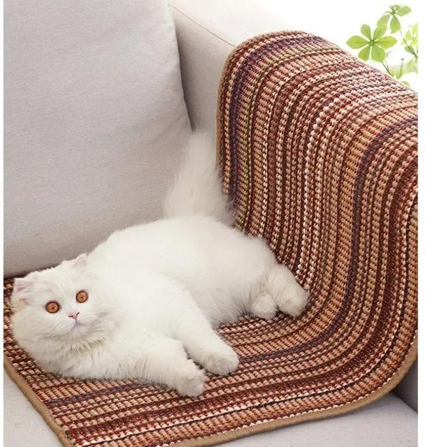 Sisal-Kratzkissen mit farbigen Streifen für Katzen von Yiran Furniture, Multicolor, B/H: 40 x 60 cm - Bild 1