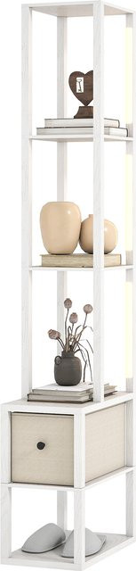 HOMCOM Moderne Stehlampe mit offenen Regalen und Stoffschublade in Weiß, Höhe: 169 cm - Bild 1