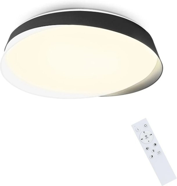 NETTLIFE LED Deckenleuchte aus Kunststoff in Schwarz, modern und dimmbar mit Fernbedienung und Timer, Durchmesser: 42 cm - Bild 1