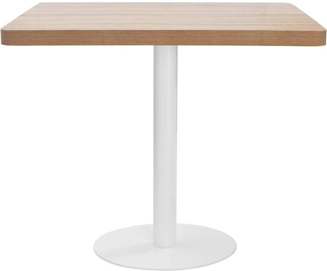 vidaXL Bistrotisch quadratisch in Hellbraun und Weiß aus MDF und Stahl, B/T/H: 80 x 80 x 75 cm - Bild 1