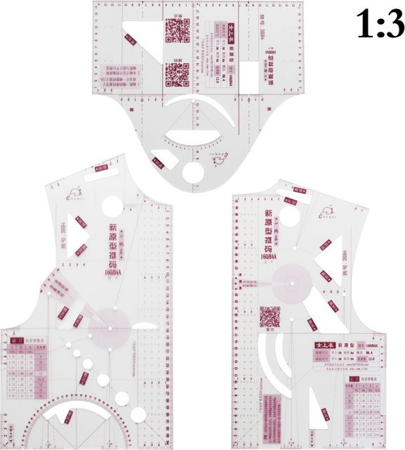 NOTIONSLAND Modedesign-Lineal im Maßstab 1:3 für Stoffdesign und Bekleidungskonstruktion - Bild 1