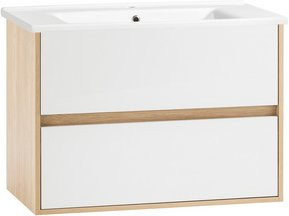 Schildmeyer Waschtisch Mali in Mattweiß Eiche, Wandmontage, B: 85 cm, H: 61 cm - Bild 1