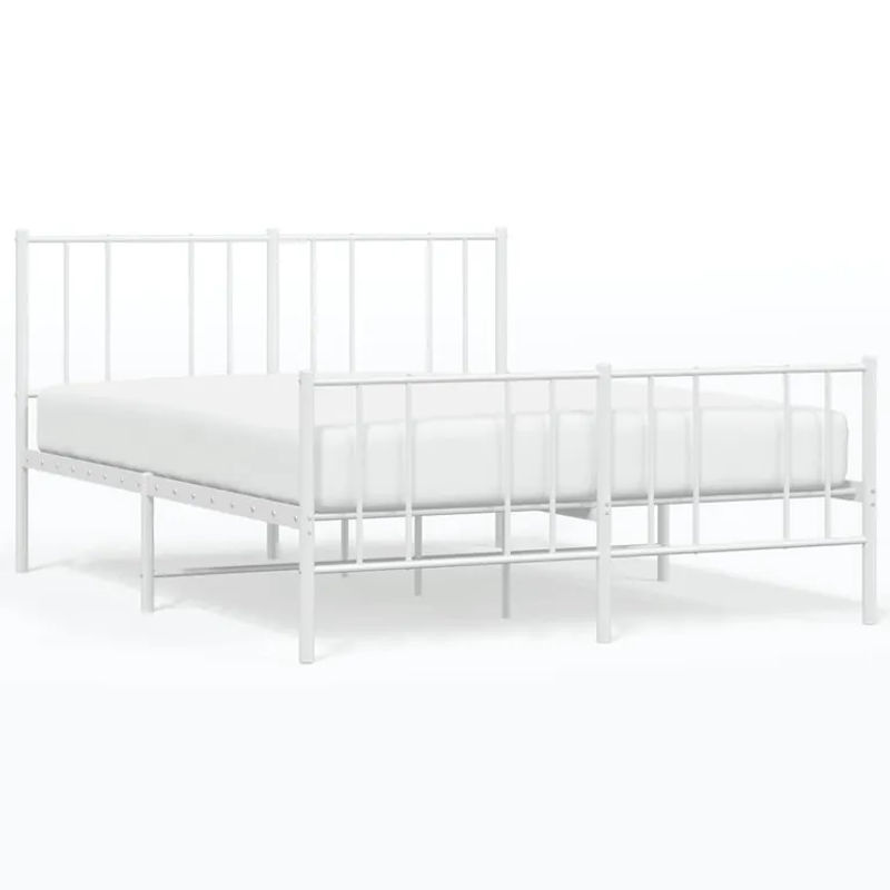 Vidaxl Metall-Bettgestell mit Kopfteil und Fußteil in Weiß, B/T/H: 120 x 200 cm - Bild 3
