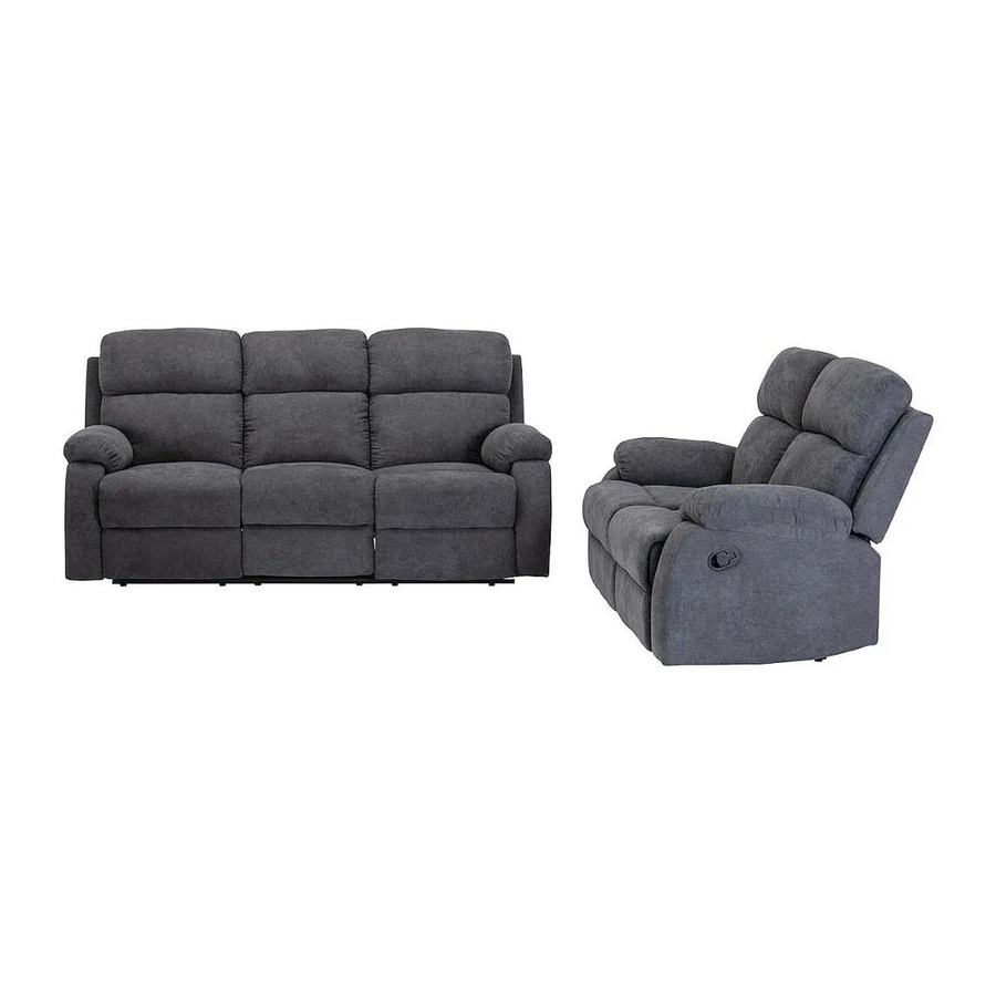 Couchgarnitur Tolzano Vente-unique in Anthrazitgrau, 3+2 Sitzer, Stoff - Bild 2