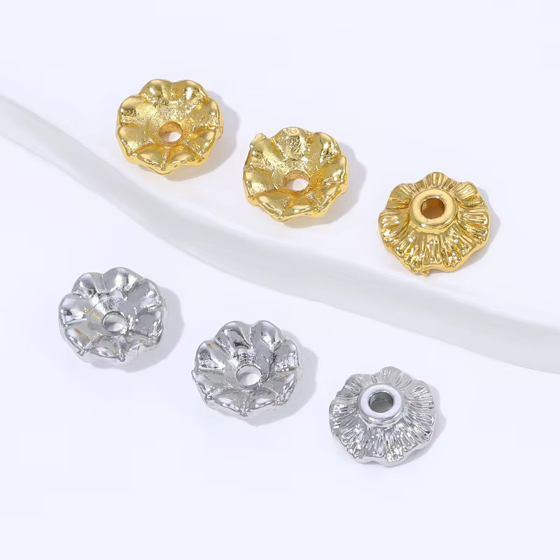 FINRUSIAC Wellenperlenkappen 18K vergoldetes Messing, 8mm, Abstandshalter - Bild 1