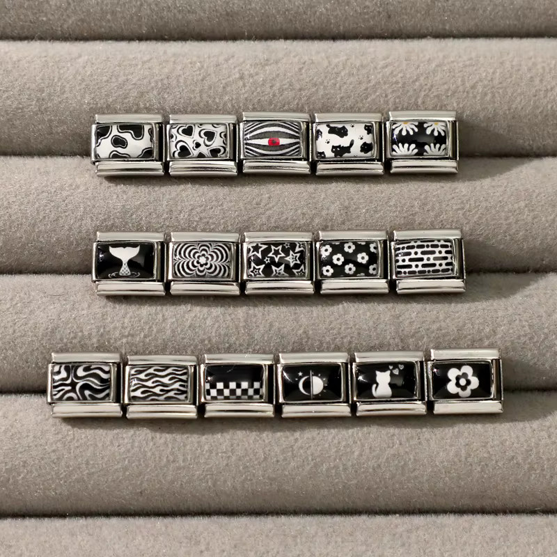 Yolorist Charm-Anhänger Edelstahl, Schwarz-Weiß, Unisex - Bild 5