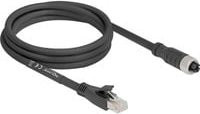 Delock M12 Kabel X-kodiert 8 Pin Buchse auf RJ-45 Stecker Cat.5e S/FTP Ethernet LAN Schwarz 2,0 m - Bild 1