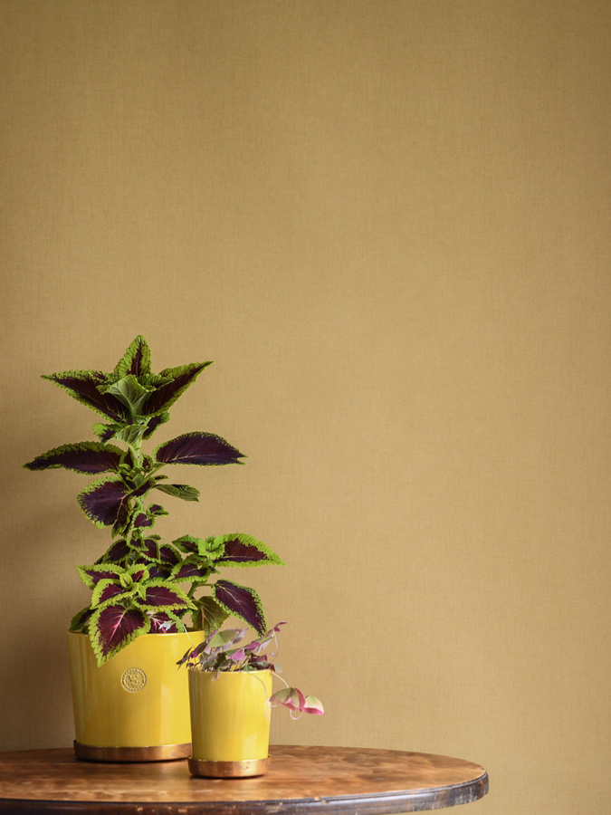 Ulricehamns Tapete Tactile Autumn Leaf in Gelb mit botanischem Design aus Vlies - Bild 1
