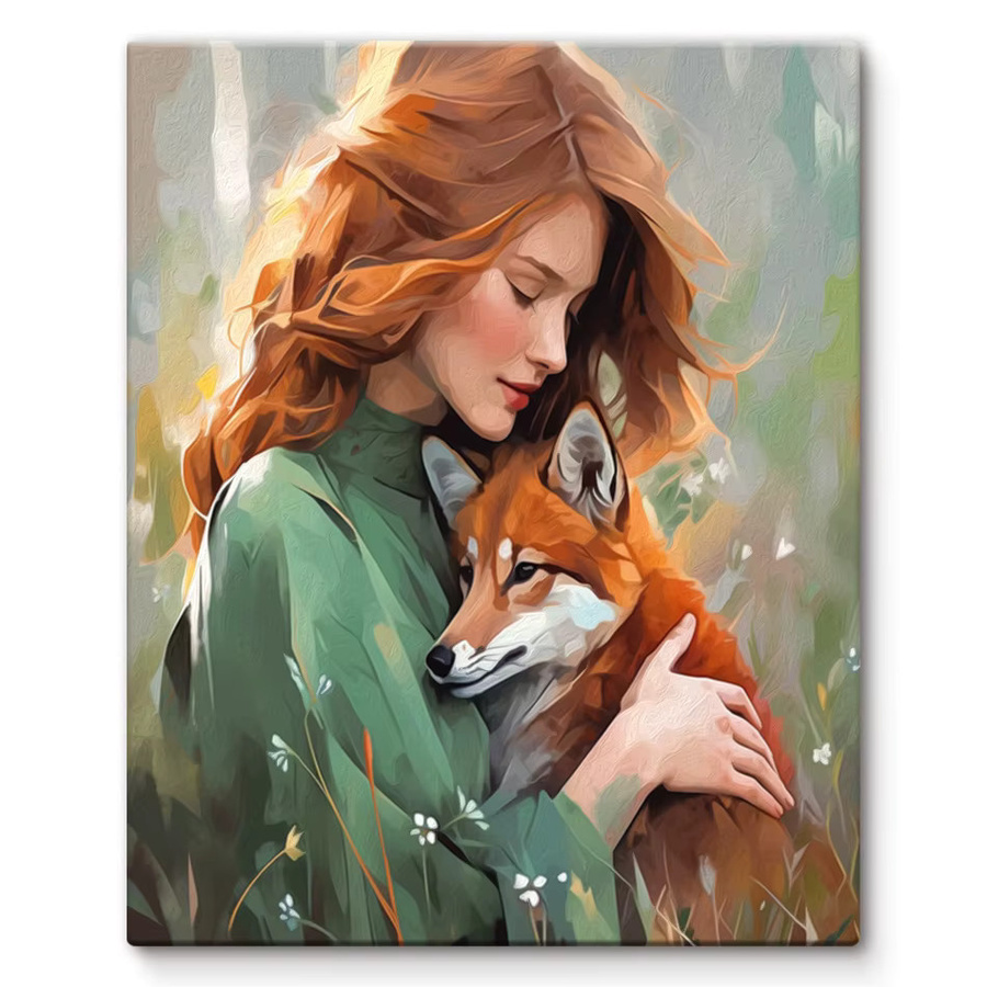 SDOYUNO Malen nach Zahlen Waldmädchen und Tiere, DIY-Set, Leinwand - Bild 2