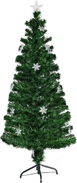 Costway Weihnachtsbaum mit Glasfaser-Farbwechsler und Sternspitze, Grün, Höhe: 150 cm - Bild 1