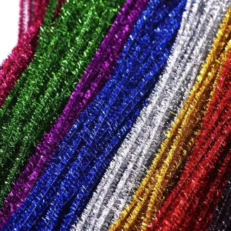 100 Stück Glitzer-Chenille-Stiele in Silber und Multicolour, 30 cm DIY-Bastelbedarf für Weihnachten und Bastelarbeiten - Bild 2