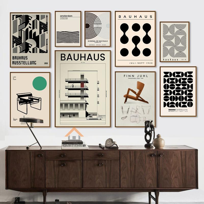 Bauhaus Retro Kunstdruck Leinwand von Fairy Art Gallery in Schwarz Weiß, Breite: 40 cm, Höhe: 60 cm - Bild 3