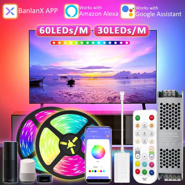 MJJC RGBIC LED Streifen mit WiFi und Alexa Sprachsteuerung, Multicolour, 24V - Bild 1