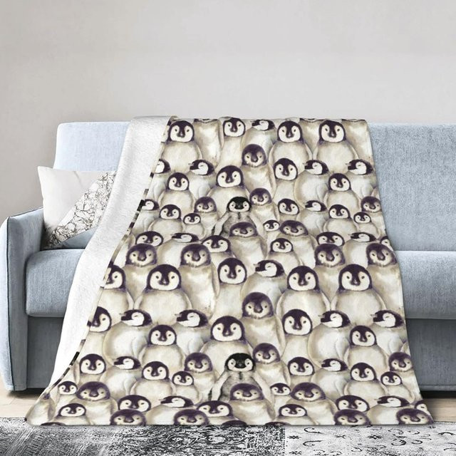 JMG Household Supplies Pinguin Überwurfdecke aus weichem Fleece in Weiß, B/B: 150 x 200 cm - Bild 1