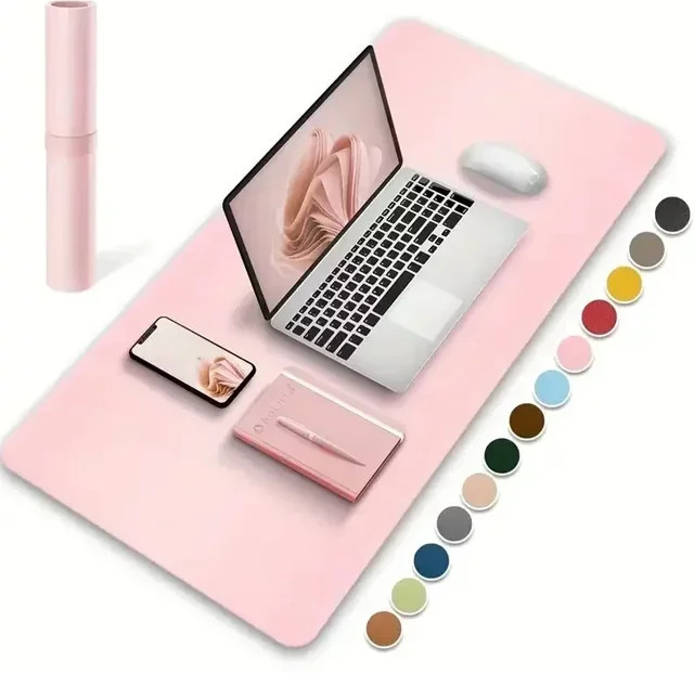 Ninth World Leder-Schreibtischunterlage XXL in Pink, rutschfest und wasserdicht - Bild 1