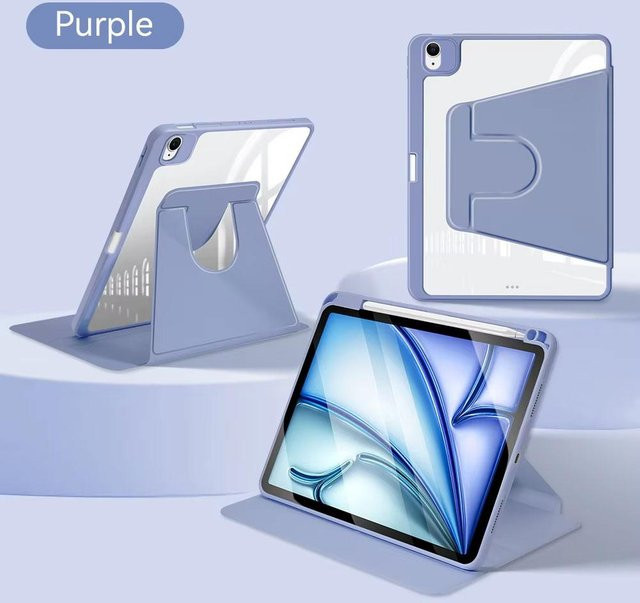 360 Grad Drehhülle für iPad Air 11 M2, iPad Air 5/4, iPad 10 Generation 10,9 Zoll, iPad Mini 6/7/8/9 Generation, iPad Pro 11/12,9/13 Zoll in Violett - Bild 1