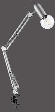 Just Light. Klemmleuchte Turn me aus Stahl in Silber, verstellbar für E27 Fassung