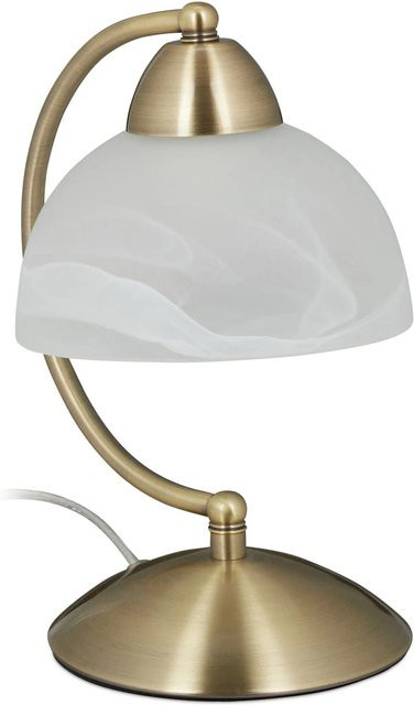 Relaxdays Tischlampe aus Metall und Glas in Messing mit Touch-Funktion und Dimmer, Vintage-Look, B/T/H: 25 x 15 x 19 cm - Bild 1