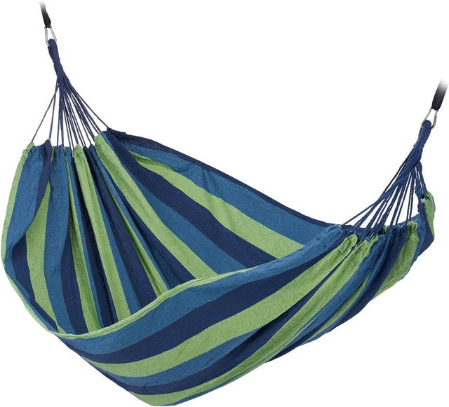 Relaxdays Hängematte aus Baumwolle und Polyester in Blau und Grün, B: 190 cm, T: 150 cm - Bild 1