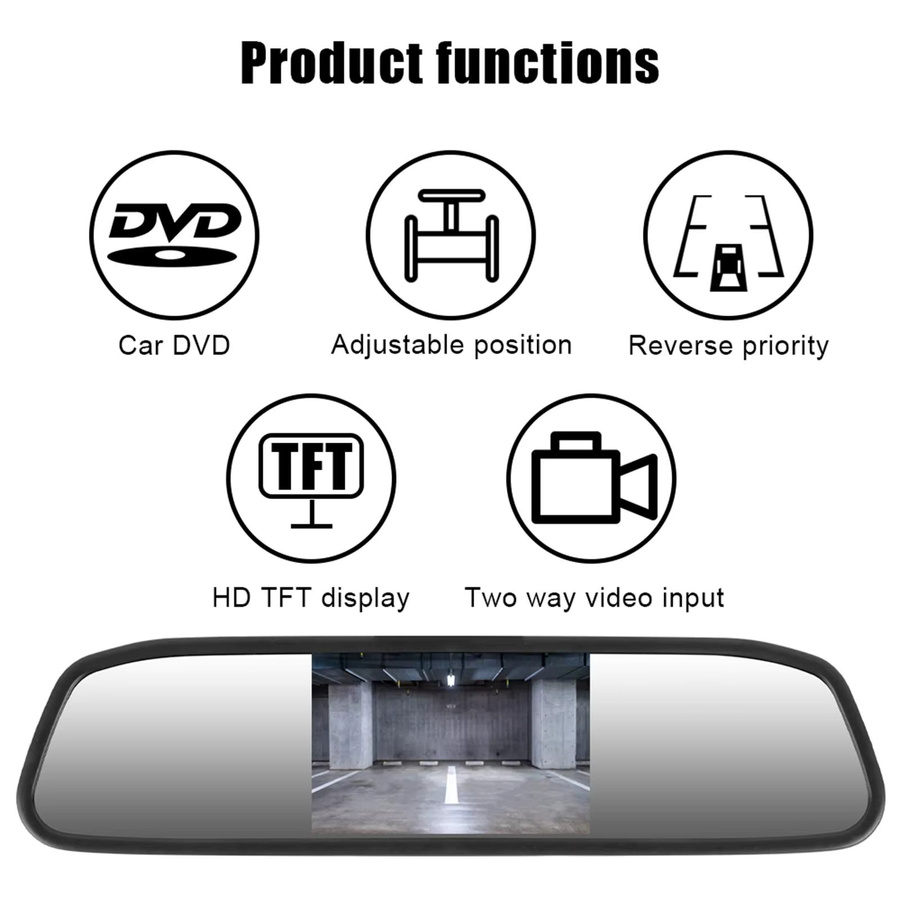 BYNCG HD Rückfahrkamera mit TFT LCD Rückspiegel Monitor für dein Auto in Schwarz - Bild 4