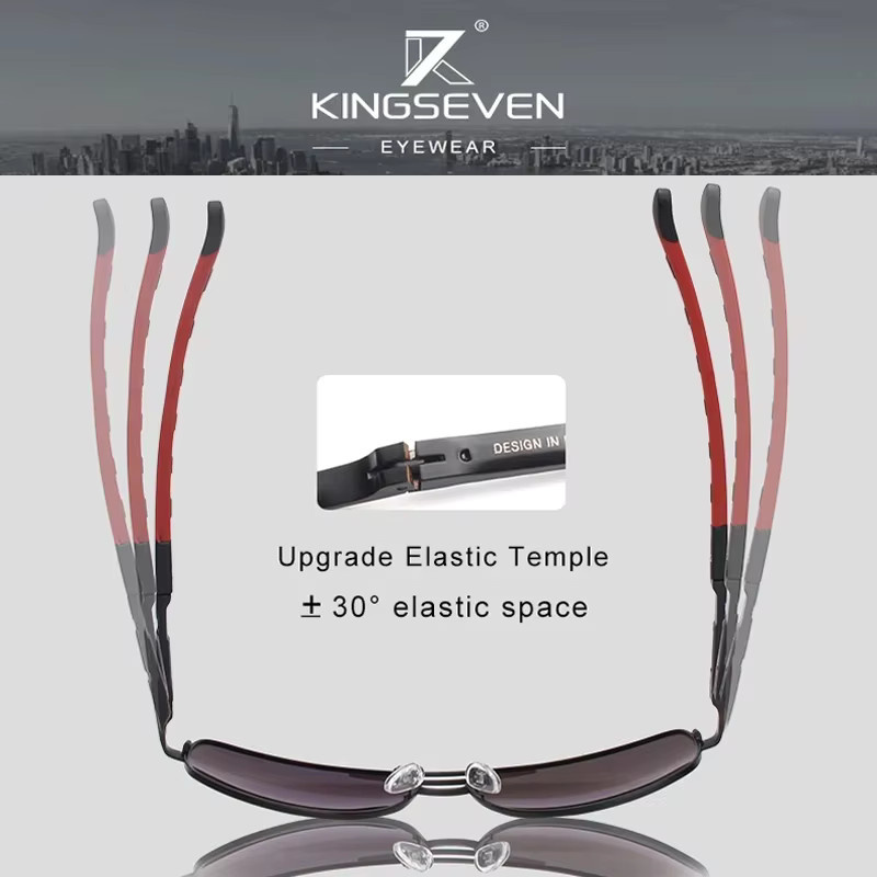KINGSEVEN Sonnenbrille Aviator, Aluminium, Unisex, Black - Bild 2
