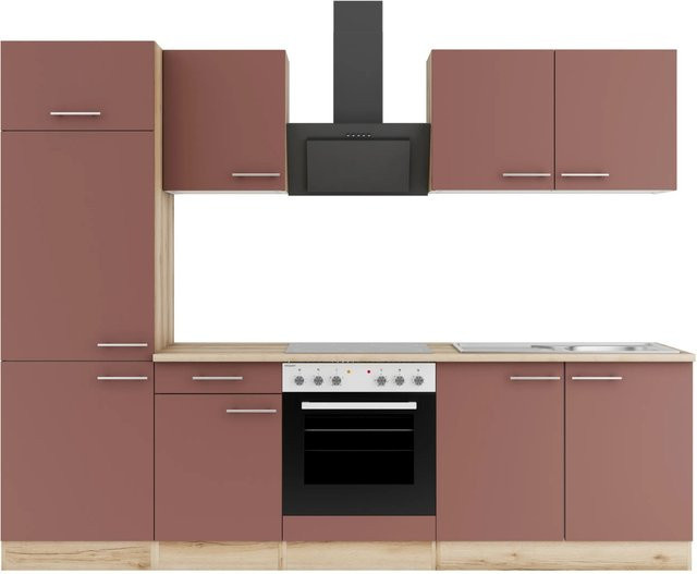 OPTIFIT Bari407 Küchenzeile in Rostrot mit modernem Design und matten Fronten, Breite: 270 cm - Bild 1