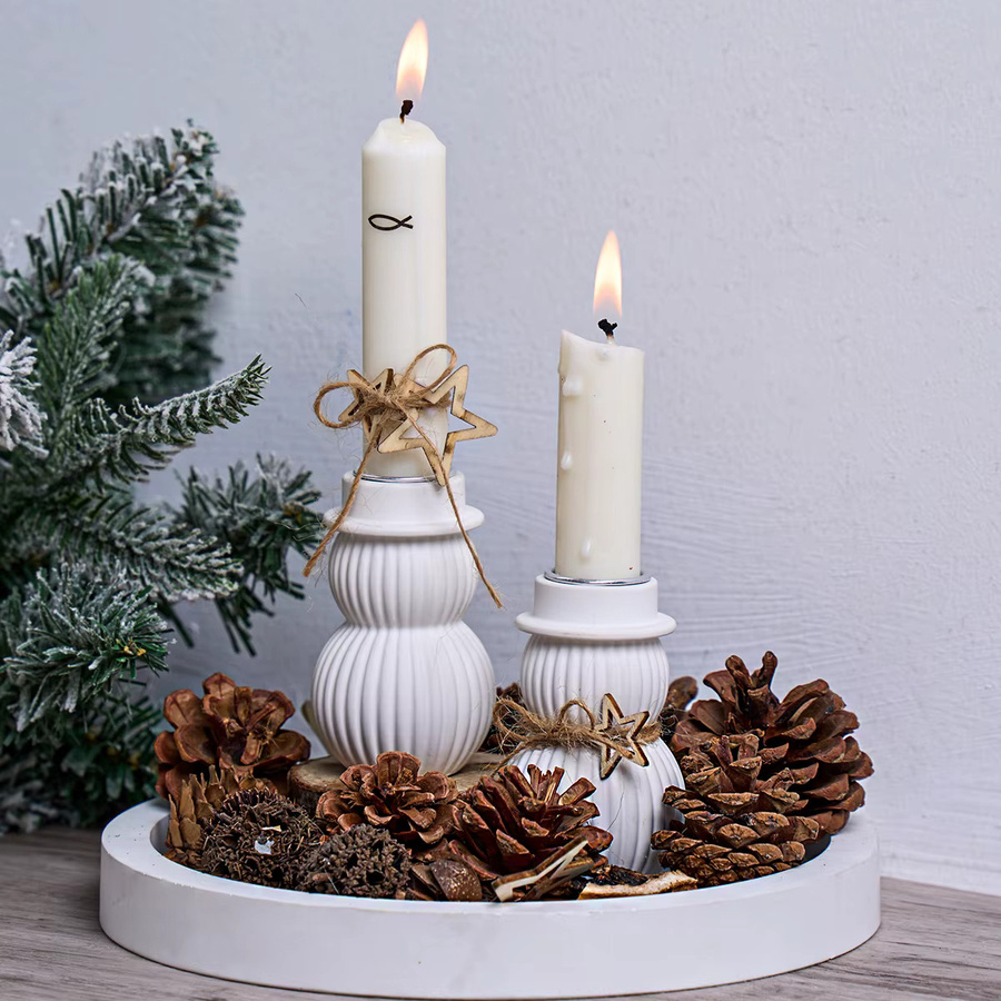UDOCOOL Silikonform Schneemann für DIY Kerzenhalter mit Streifen-Design für lange Stabkerzen, Weiß - Bild 4