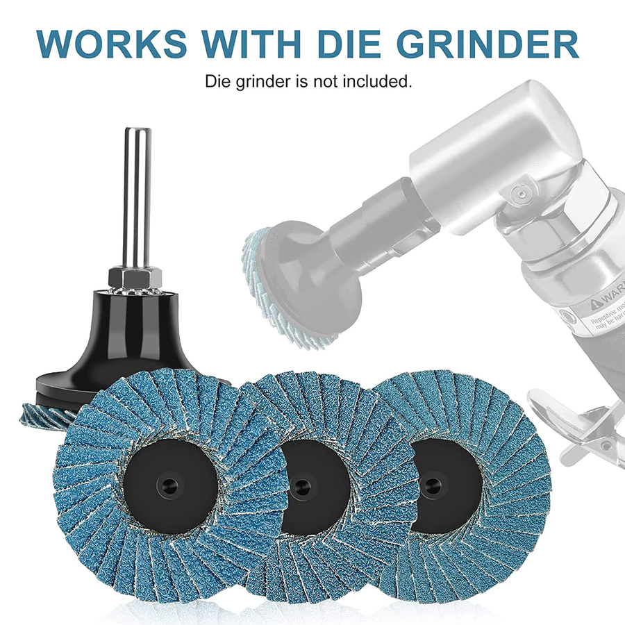 SI FANG 10 Stück Flachflappenscheiben aus Zirkonoxid-Aluminiumoxid in Blau mit 1/4 Zoll Halter, Körnung 40/60/80/120 für Winkelschleifer - Bild 2