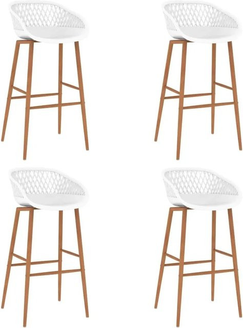 Set aus 4 vidaXL Barhockern in Weiß und Braun aus Metall und PP, Höhe: 110,0 cm, Breite: 47,5 cm, Tiefe: 48,0 cm - Bild 1