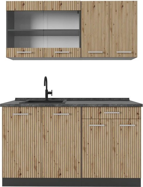 Vicco R-Line Singleküche Artisan Eiche Hell und Anthrazit, Breite: 140 cm - Bild 1
