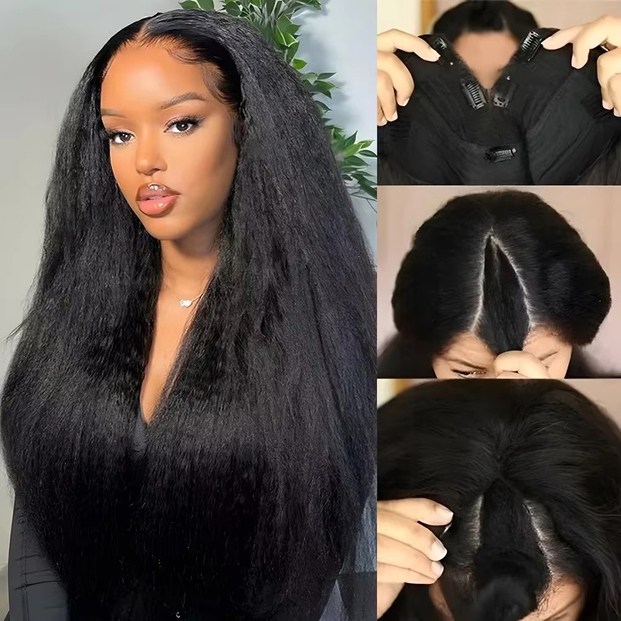 Homgoss Kinky Straight Echthaar V-Part Perücke, 28 Zoll, Lockig - Bild 2