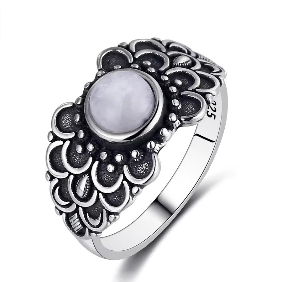 QIBAOKU Ring 925 Silber, Mondstein, Damen - Bild 2